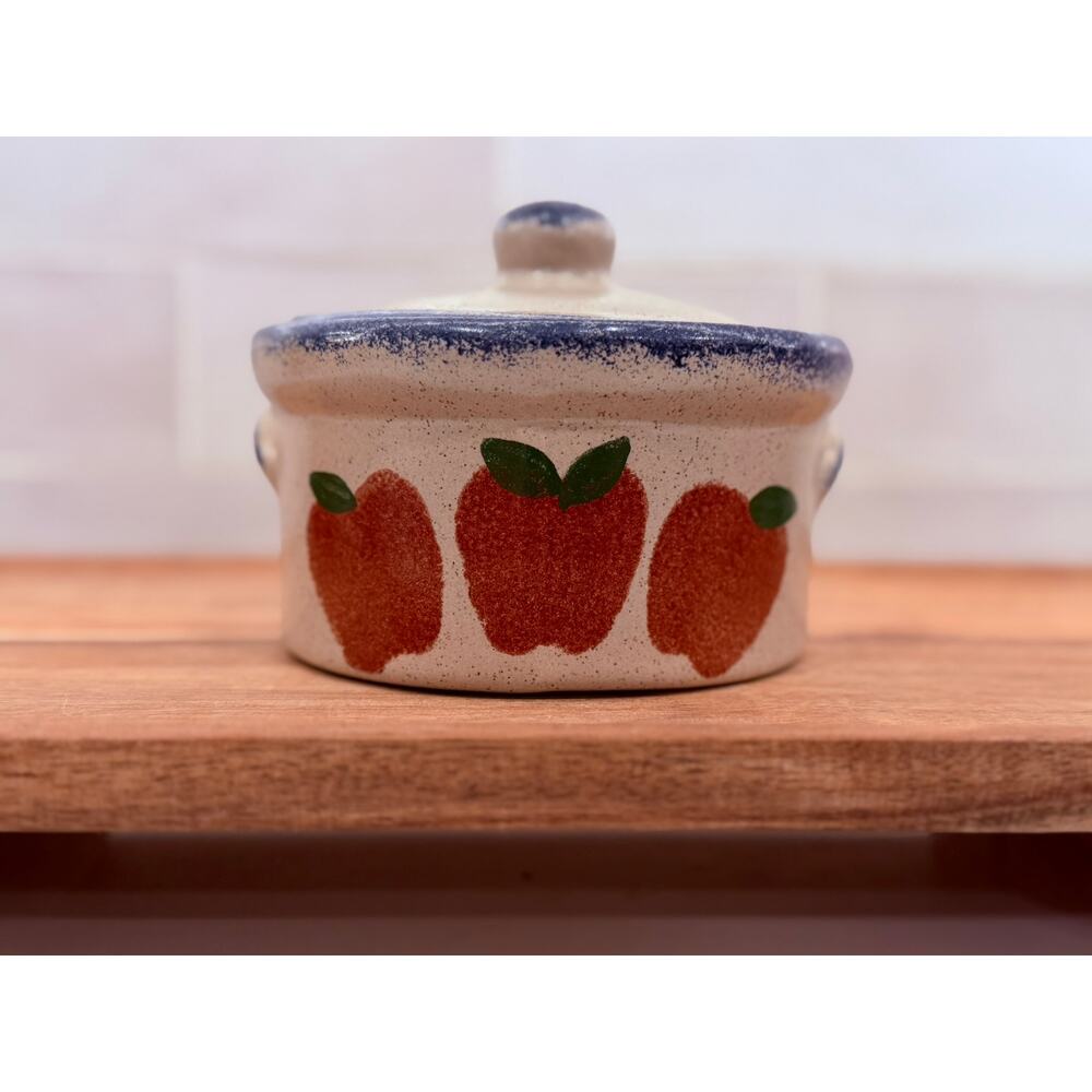 Apple Pottery Crock Small‎ with Lid Country Apples
